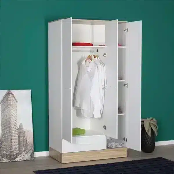 Armario de tres puertas en blanco Sonoma 2